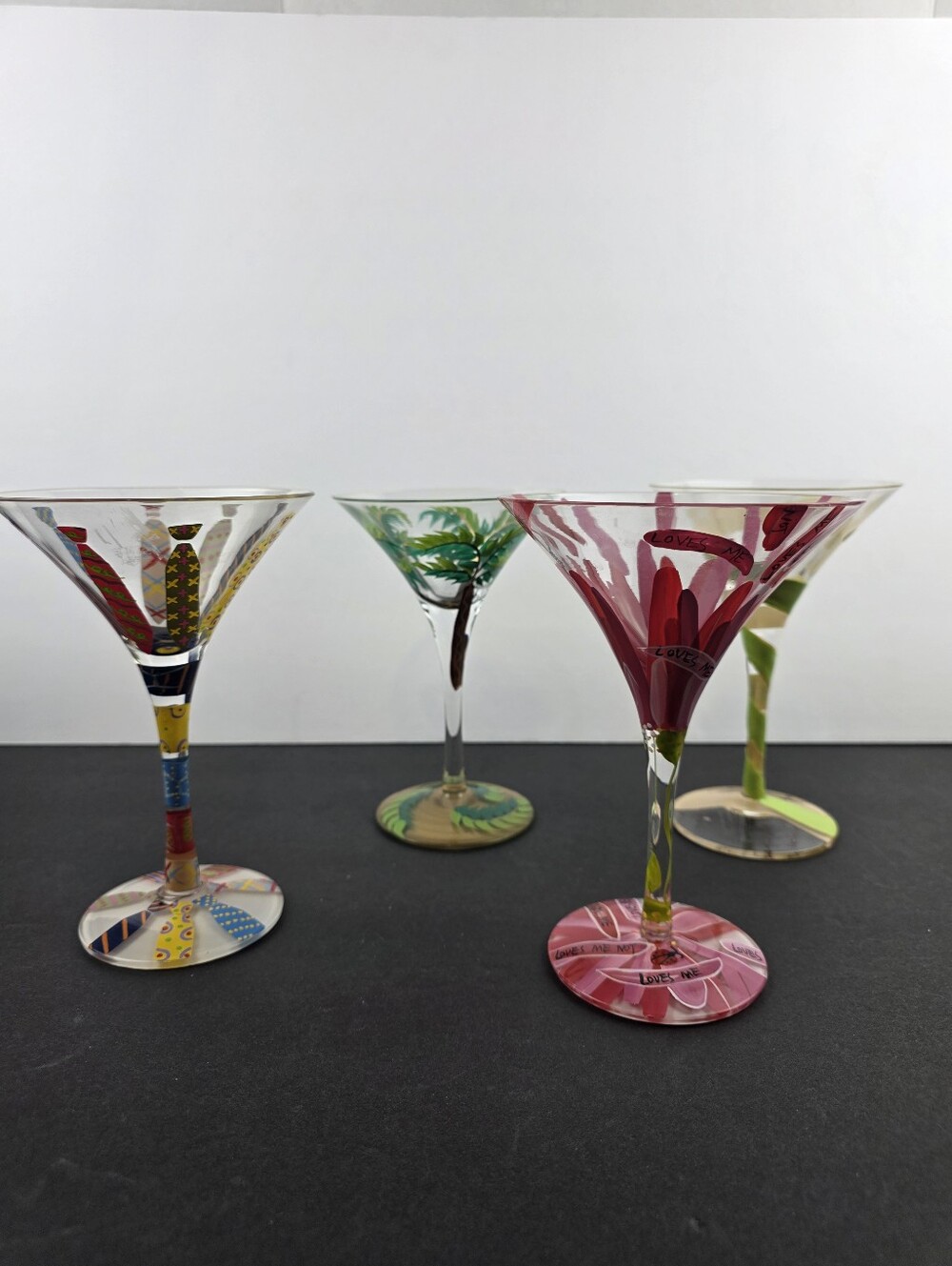 Lolita Love My Martini Hand Painted Glasses Set Of 4 Recipe Cocktail Barware